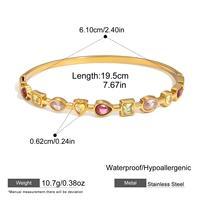 Gelang CZ 5A Baja Anti Karat Emas Berbagai Bentuk Batu Permata 5 Warna Campuran Kancing Engsel 19.5cm Tahan Air Hipoalergenik Grosir