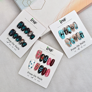 Faux ongles à pression scintillants pour fête, 10 pièces - Faux ongles en forme de cercueil, couleur néon scintillante, couverture complète - Product Image 5