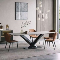 Table à manger moderne en ardoise Delifeng pour petit appartement à Foshan, avec chaises en acier inoxydable, pour restaurant, 5 personnes