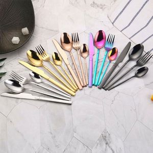 18/10 Stainless Steel Cutlery Set Custom Silver Gold <b>Black</b> <b>Rose</b> Gold Knife Fork Spoon Silverware Hotel Restaurant Flatware Set - Product Image 5