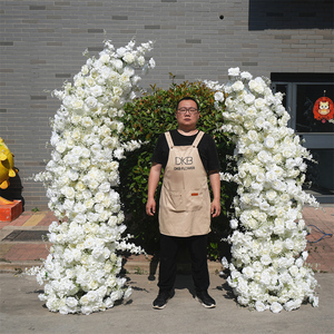 Factory Wholesale Custom Artificial Horn <b>Flower</b> Arch High Quality Silk Romantic Wedding Ceremony Background Event - Product Image 1