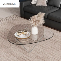Table basse en verre trempé style nordique, design simple et moderne, luxe léger, ronde, haut de gamme, mobilier de salon, design d'intérieur