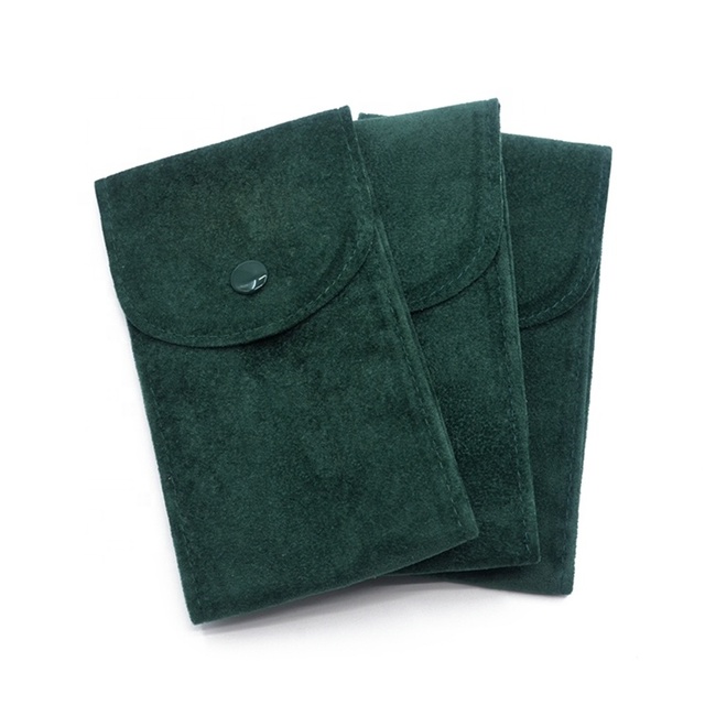 Portable Premium Velvet Fabric Custom Travel Case Organizer Suede Felt Pouch Green Watch Storage Bag