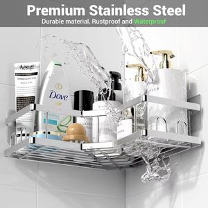 Bathroom <b>Wall</b> <b>Mounted</b> Corner Storage <b>Shelves</b> Shampoo Holder Cosmetic Rack Iron Shower Drain Basket Bathroom Organizer - Product Image 3