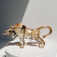 Décoration Murale Taureau de Wall Street en Verre Cristal, Ornements Feng Shui, Figurine Animale du Zodiaque Sculptée, Cadeaux d'Affaires