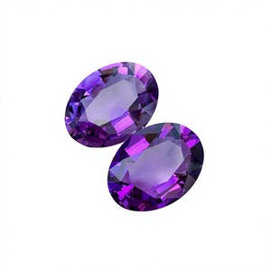 Par de Gemas Sueltas de Amatista Sintética, Corte Brillante, Facetadas, Color Púrpura Calibrado, Alta Calidad, con Efecto de Cambio de Color, para Anillos, Colgantes y Pendientes - Product Image 2