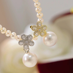 Colgante de Plata WENCHI S925 con Diseño de Flor Pequeña, Cuentas Redondas de 10-13 mm para DIY, Collar de Jade 10539, China - Product Image 4