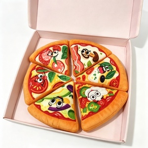 Customized Pizza Slice Plush Toy Set, Set of 6 <b>Cute</b> Food Themed Stuffed Plushies with Printed Faces & Toppings - Product Image 3