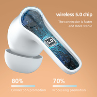 Earbud TWS LB-518 nirkabel, headphone Bluetooth dengan kontrol sentuh LED mikrofon indikator baterai untuk bermain game