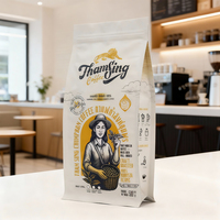 Sac d'emballage de café personnalisé imprimé en gravure de sécurité, vente chaude 2026, 500g 1kg, avec valve haute pour pochette à fond plat