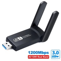 Adaptador Wifi USB3.0 de Doble Banda 2.4Ghz 5.8Ghz 1200Mbps, Tarjeta de Red Inalámbrica de Doble Frecuencia sin Controladores, Receptor Wifi