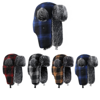 Gorro Ushanka Térmico de Invierno Personalizado QJ OEM, Nuevo Gorro LeiFeng a Cuadros para Hombre y Mujer, Gorros de Exterior Modernos de Alta Calidad