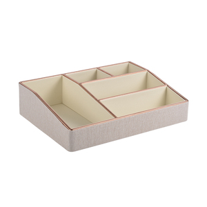 ZENOS Classic Leather Multi-functional Storage Box Single-Tier Desktop Bathroom Tray for Cosmetics <b>Small</b> Item Storage Reusable - Product Image 5