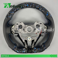 Volant sport personnalisé en fibre de carbone forgée bleue à 3 branches avec LED intelligentes pour les modèles de voitures Elantra N I30N I20N N-line