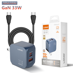 Cargador Móvil Portátil LDNIO Q5 33W GaN con Cable Tipo <span class=keywords><strong>C</strong></span> USB-<span class=keywords><strong>C</strong></span> y 3 Puertos USB para Celular - Product Image 1