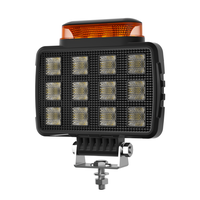 Lampe de travail LED 2-en-1 avec feu d'avertissement ambre, faisceau blanc large, DC9-36V, pour camion, chariot élévateur, excavatrice