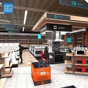 Tích hợp tường hiển thị đồ nội thất thiết bị lịch thi đấu âm thanh hình ảnh đứng điện tử bán lẻ bố trí nội thất cửa hàng Hiện đại giá - Product Image 2