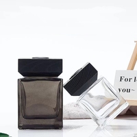 Bouteille en verre carrée transparente de luxe vide pour diffuseur à bâtonnets, 50ml 100ml 150ml 200ml, pour huiles essentielles et parfums d'aromathérapie, vente en gros