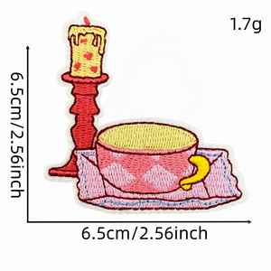 Iron on Embroidered Cartoon <b>Pink</b> Girl Series Cute <b>Bear</b> Candle Headset Cherry Hairclip Patch Garment Accessories - Product Image 3