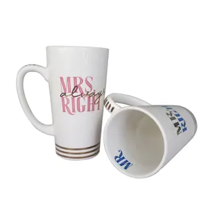 Custom Paar Mok Bruiloft Valentijnsdag Gift Mr En Mrs Mok Keramische Mok Koffie Met Real Gold Decal Printing voor Promotie