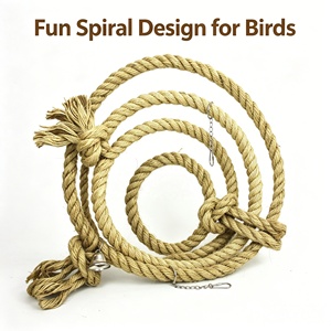 Perchoir à balançoire en corde pour perroquet, résistant à l'usure, avec design tressé multi-boucles, favorise l'activité physique quotidienne du perroquet - Product Image 4