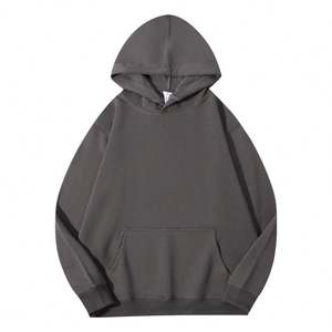 High Quality Oversized Unisex Hoodies No <b>Strings</b> Blank Custom LOGO Plain 100% Cotton Mens Hoodies - Product Image 1