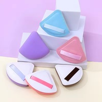 Houppette de maquillage triangulaire colorée en coton doux, portable, type coussin d'air, pour les retouches de maquillage en voyage