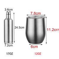 Ensemble de 3 gobelets à vin en acier inoxydable 304 avec couvercle, à double paroi, isolés sous vide, pour vin, bière, thé, café, cadeau