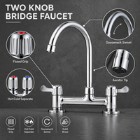 Robinet de lavabo en laiton chromé poli, deux poignées, bec col de cygne haute portée, moderne, pour lave-linge et évier utilitaire, vente en gros