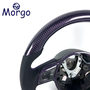 Accesorios Interiores para Automóviles, Volante de Cuero Perforado de Fibra de Carbono Morado Personalizado para <span class=keywords><strong>Audi</strong></span> TT TTS TTRS R8 V8 <span class=keywords><strong>V10</strong></span> - Product Image 2