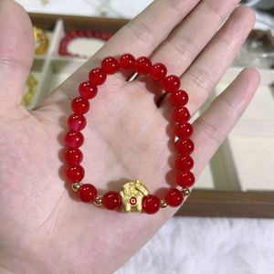 Bracelets porte-bonheur rouges perlés pour femmes, style chinois, signe du zodiaque Cheval, bracelet extensible fait main, bijoux d'amitié, accessoires - Product Image 2