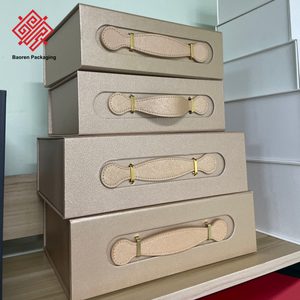 Baoren Custom LOGO Premium Foldable Cardboard Cap Hat Shoes Clothes Gift Boxes with Magnetic Closure Handle Foldable Light Box - Product Image 3