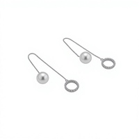Anting Perak Sterling EX65 S925 Model Lingkaran Panjang Trendi, Anting Perak Sterling untuk Wanita