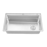 Meuble de salle de bain flottant pour hôtel, avec lavabo simple, traitement de surface nano antirouille, quatre trous, vasque carrée, moderne