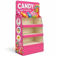 Rak Display Kardus Ramah Lingkungan dengan Logo Custom untuk Permen, Kacang, dan Cokelat