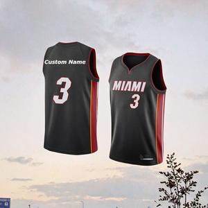 Camiseta de Baloncesto de Miami para Hombre, sin Mangas, Cuello en V, Nombre y Número Personalizados, Número 3, Malla Sublimada de Poliéster, Transpirable, para Todas las Temporadas - Product Image 3