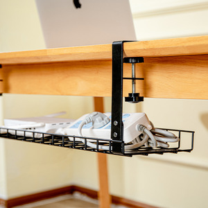 Under <b>Desk</b> Cable Management Rack Iron Rectangle Hook Type Office Organizer For Power Strip Router Wire Storage - Product Image 3