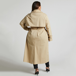 Manteau personnalisé à double boutonnage et à col rabattu <span class=keywords><strong>Trench</strong></span>-Coat <span class=keywords><strong>kaki</strong></span> pour femmes vente en gros - Product Image 4