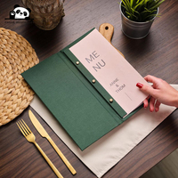 Porte-menu vert moderne, classeur de menu de restaurant, dossier de menu personnalisé, couverture en tissu pour menus