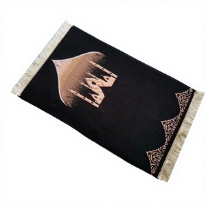 Wholesale Thick 2.5 Sajadah Padded Removable Muslim Velvet Memory Foam <b>Prayer</b> Rug <b>Mat</b> Embossed Gift Set Plain High Pile - Product Image 2