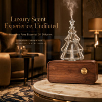 Diffuseur d'huiles essentielles sans eau en verre haut de gamme Noël 2026 – Cadeau de fêtes, aromathérapie, air froid, silencieux, éclairage LED artistique
