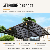 Auvent de stationnement en aluminium avec auvent de toit arqué Carports et jardin extérieur Caractéristiques pour balcon et auvent de pluie