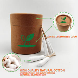 Boîte ronde en <span class=keywords><strong>bois</strong></span> écologique avec logo personnalisé, bâtonnets de coton faits à la main, tête large, coton-tige en bambou - Product Image 4