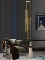 Lustre moderne de style simple, cadre métallique long et carré, villa, salon, duplex, loft, escalier en colimaçon, luminaire suspendu