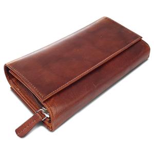 Men's Genuine Leather <b>Long</b> <b>Wallet</b> Dark Brown 6 Inch Zipper Closure Multi Card Slots Everyday Use - Product Image 5