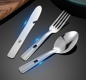 DFC01 Kit de 3 pièces en acier inoxydable pour le camping en plein air : fourchette, couteau, cuillère et ouvre-boîte à bière - Product Image 3