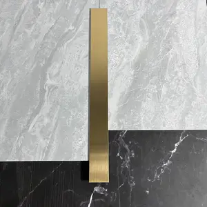 Kuanyu Gold Silver Color Stainless Steel Floor Inlay Strips Ceramic Corner Edge T Shape Tile Trim For Wall Floor Decoration