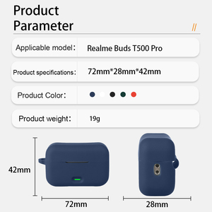 Funda de Silicona para Auriculares Realme Buds <span class=keywords><strong>T500</strong></span> <span class=keywords><strong>Pro</strong></span>, Carcasa para Auriculares Inalámbricos, Funda Protectora para Air Pods (Solo Funda Protectora) - Product Image 2
