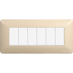 Set di 2 Placche in Plastica per Interruttori a Muro Gloca a 6 Vie, Colore Sabbia, Facile Installazione - Product Image 4