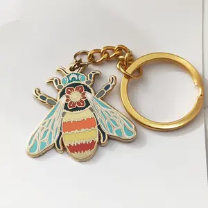 סיטונאי אבץ סגסוגת מתכת לוגו מותאם אישית חמוד kawaii אמייל cartoon bee אנימה keychain